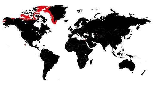 Carte répartition loup blanc arctique